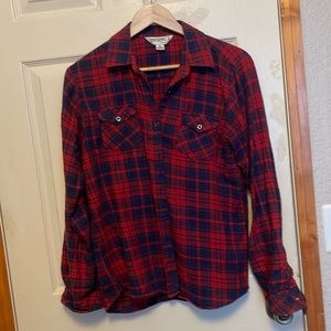 Red and Blue Plaid Longsleeve Flannel Shirt